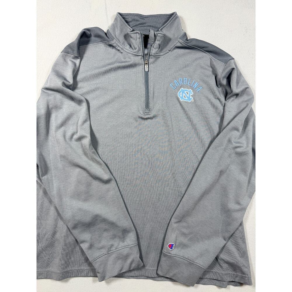 Champion UNC North Carolina Tar Heels Quarter Zip Pullover Gray Colorblock XL